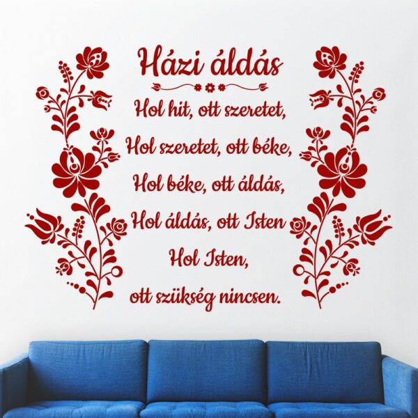 Házi áldás Magyar népi motívum kalocsai minta faltetoválás falmatrica