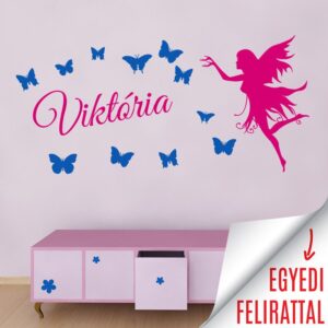 Tündér egyedi felirattal névvel falmatrica faltetoválás gyerekszoba magyar